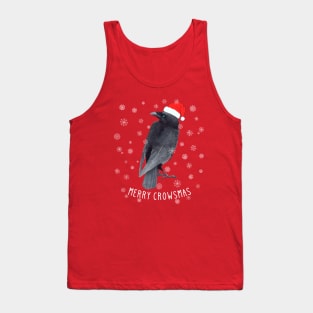 Funny "Merry Crowsmas" Christmas Crow & Snow Tank Top